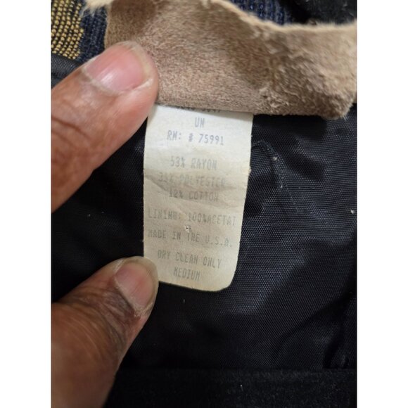 Vintage Painted Pony Women's Y2K 90s Bohemia Cropped Jacquard Blazer Medium Blue - Picture 6 of 7